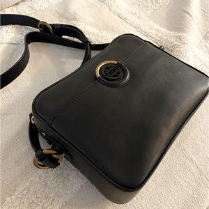 Massimo Dutti Black Leather Crossbody Bag